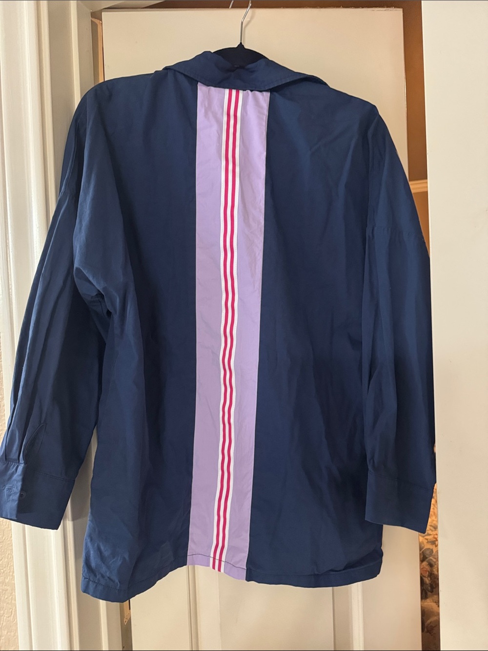 Women’s Navy shirt with Lavender Stripe